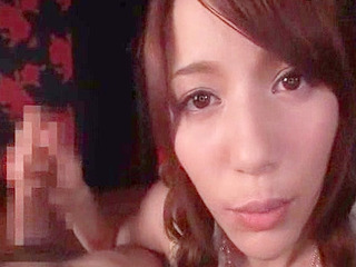 Fucking a horny Nippon porn star's face with a XXX flick
